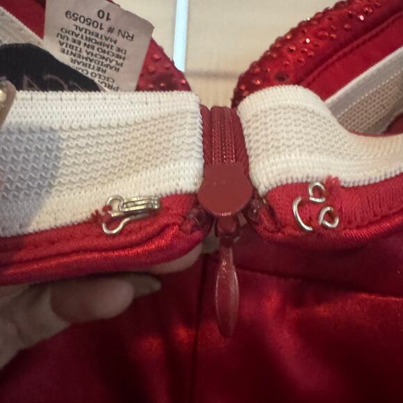 Xscape Red Satin Embellished Mermaid Evening Gown Size 10 Hoco Homecoming Prom - Picture 9 of 15